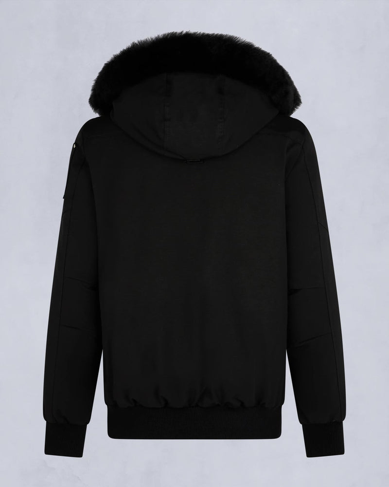 Moose knuckles Mens Original Ballistic Bomber in Black with Black Shearling