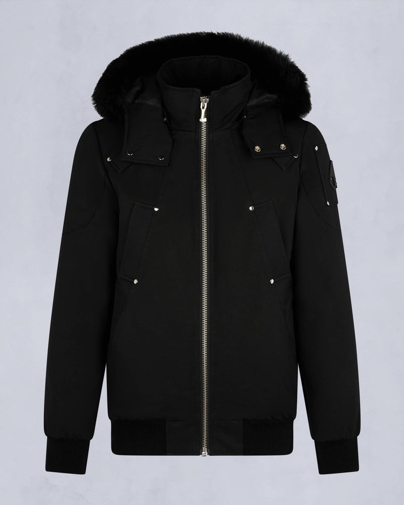 Moose knuckles Mens Original Ballistic Bomber in Black with Black Shearling