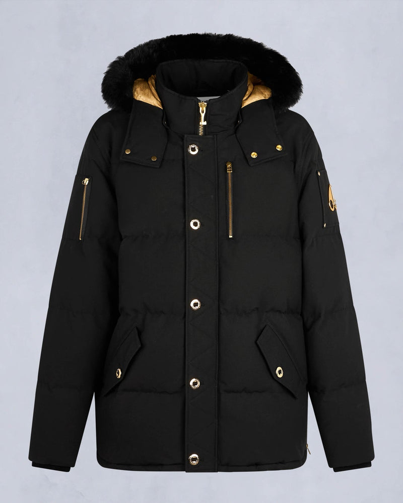 Moose Knuckles Mens Gold 3Q Jacket in Black with Black Shearling