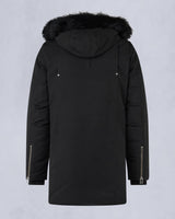 Moose Knuckles Mens Original Stirling Parka in Black with Black Shearling