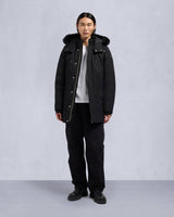 Moose Knuckles Mens Original Stirling Parka in Black with Black Shearling