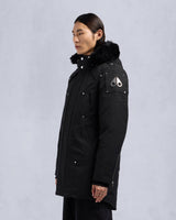 Moose Knuckles Mens Original Stirling Parka in Black with Black Shearling