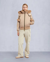 Moose Knuckles Womens Debbie Bomber Gold in Champagne