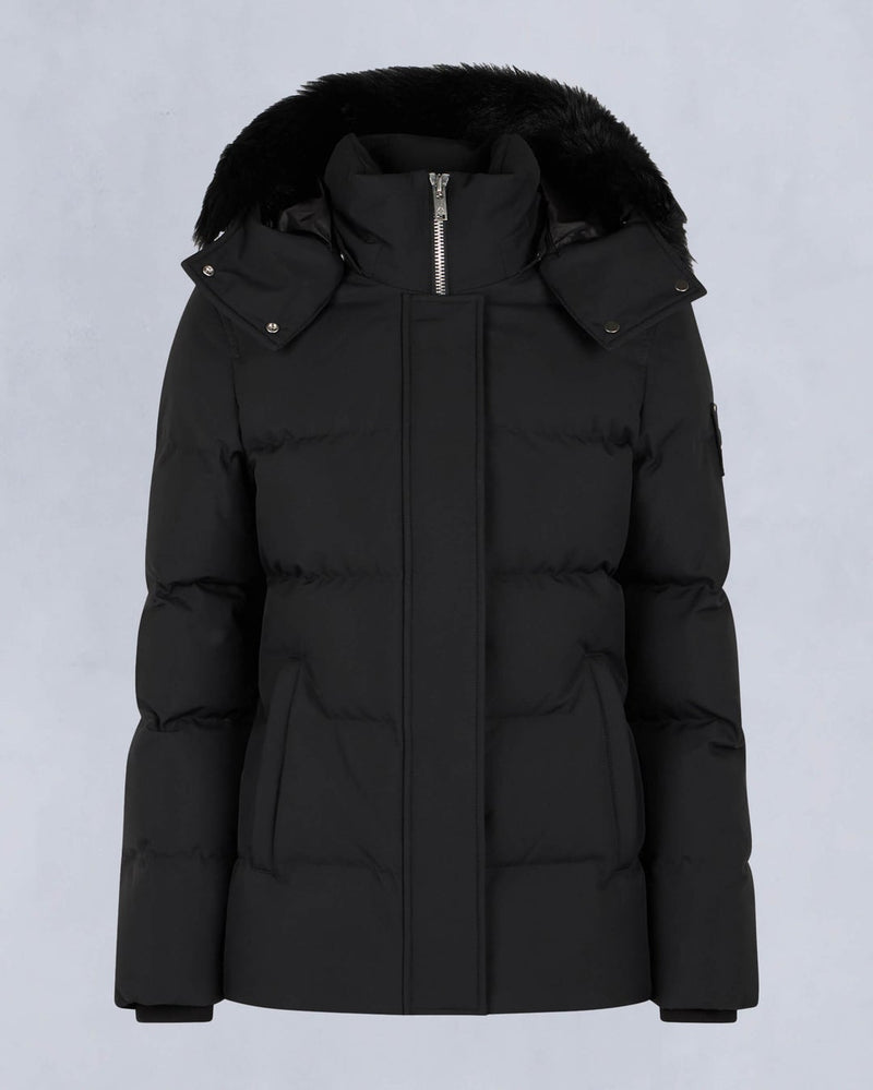 Moose Knuckles Womens Cloud 3Q Jacket in Black with Black Shearling