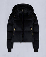 Moose Knuckles Womens Velour Misti Gold Puffer in Black