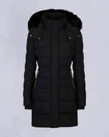 Moose Knuckles Womens Gold Series Black Watershed Parka with Black Shearling