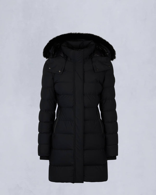 Moose Knuckes Womens Watershed 3 Parka Black with Black Shearling