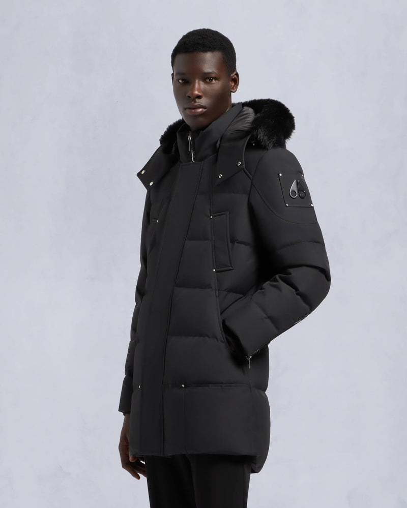 Moose Knuckles Mens Cloud Parka in Black with Black Shearling