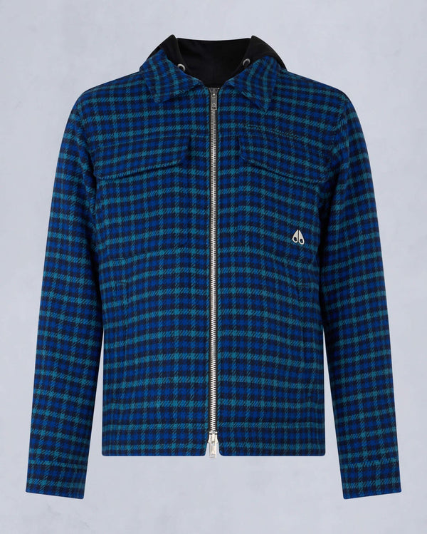 Moose Knuckles Mens Snowdon Shirt Jacket in Sodalite Check