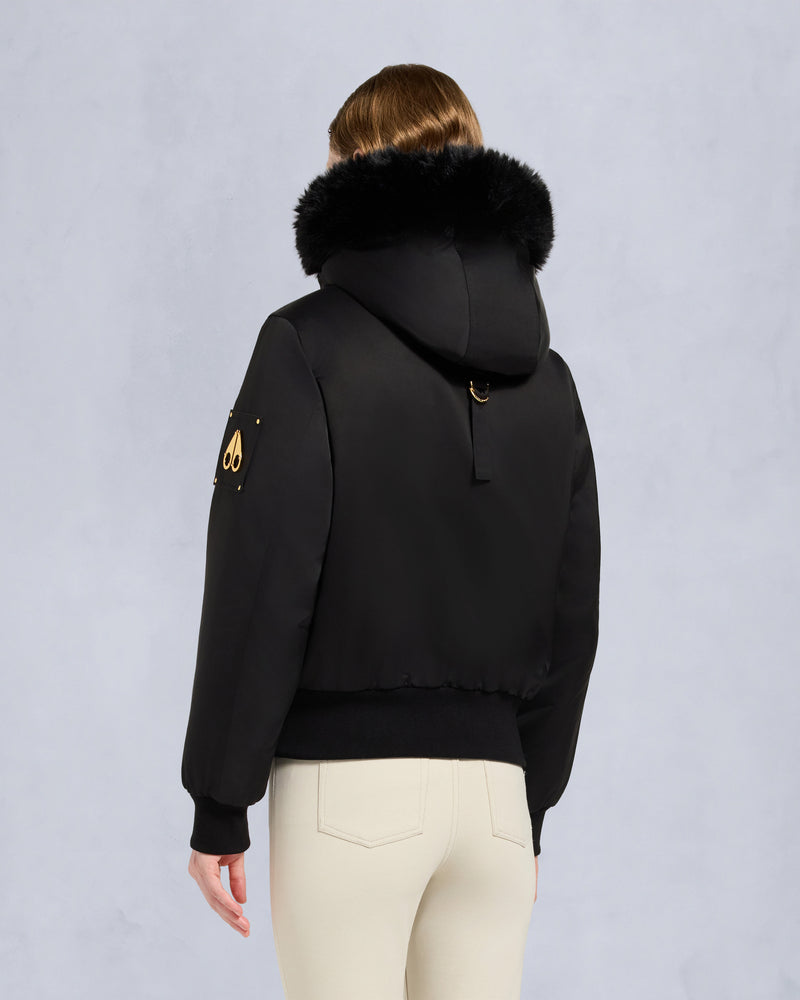 MOOSE KNUCKLES GOLD SERIES ORIGINAL LUXE SATIN BOMBER JACKET