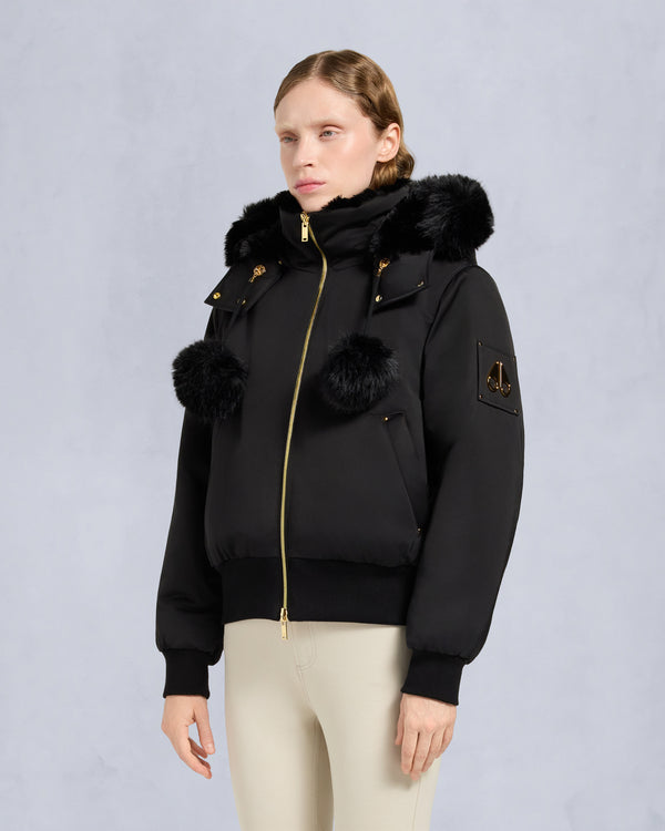 MOOSE KNUCKLES GOLD SERIES ORIGINAL LUXE SATIN BOMBER JACKET