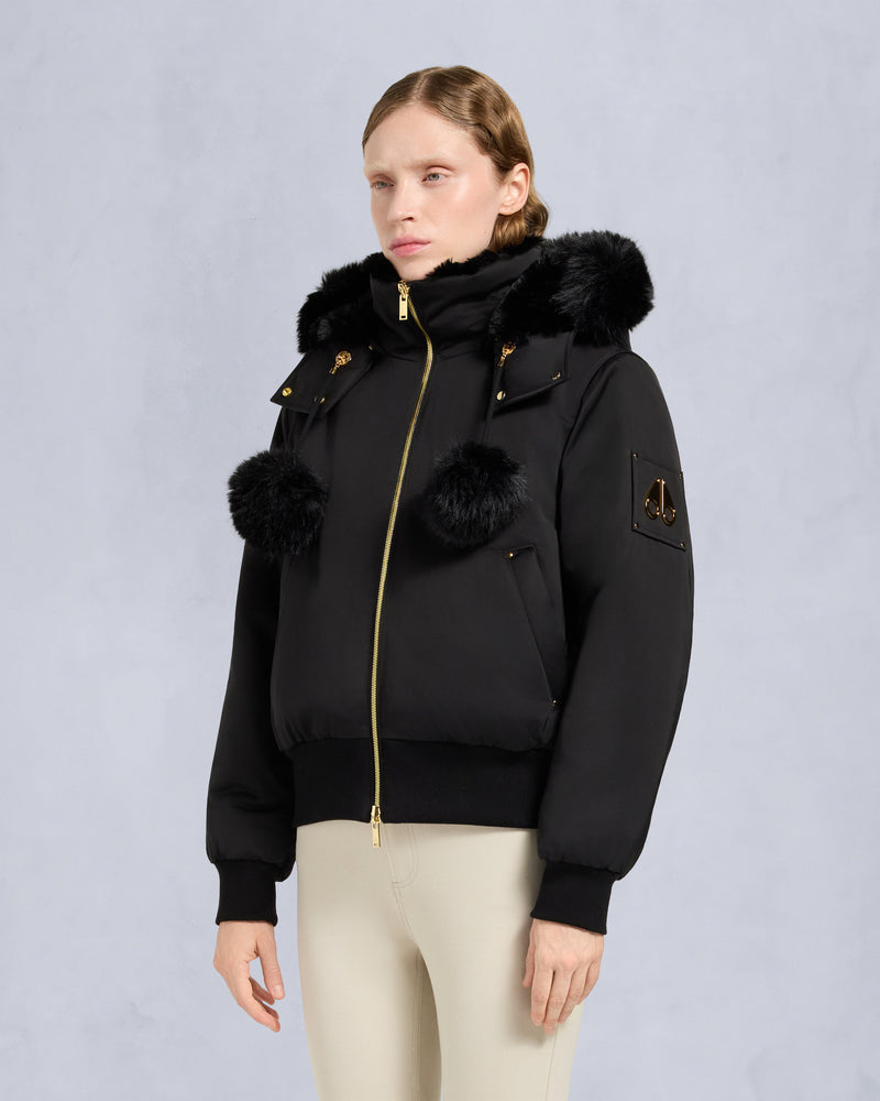 MOOSE KNUCKLES GOLD SERIES ORIGINAL LUXE SATIN BOMBER JACKET