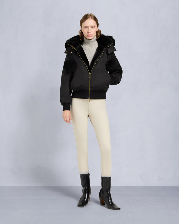 MOOSE KNUCKLES GOLD SERIES ORIGINAL LUXE SATIN BOMBER JACKET