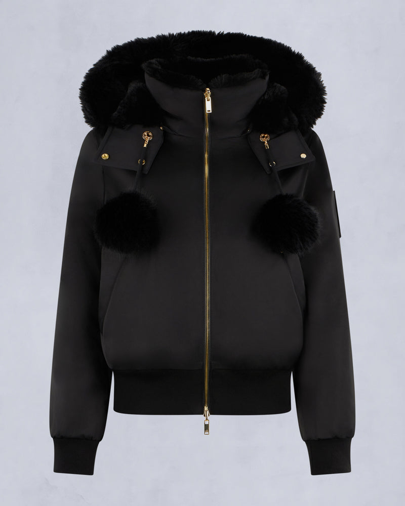 MOOSE KNUCKLES GOLD SERIES ORIGINAL LUXE SATIN BOMBER JACKET
