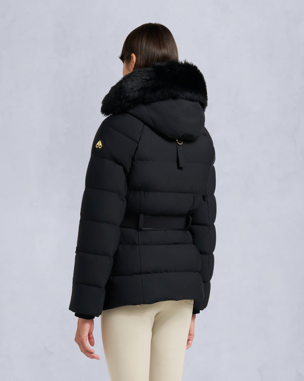 MOOSE KNUCKLES GOLD SERIES NYLUXE CAMBRIA SHEARLING TRIM JACKET