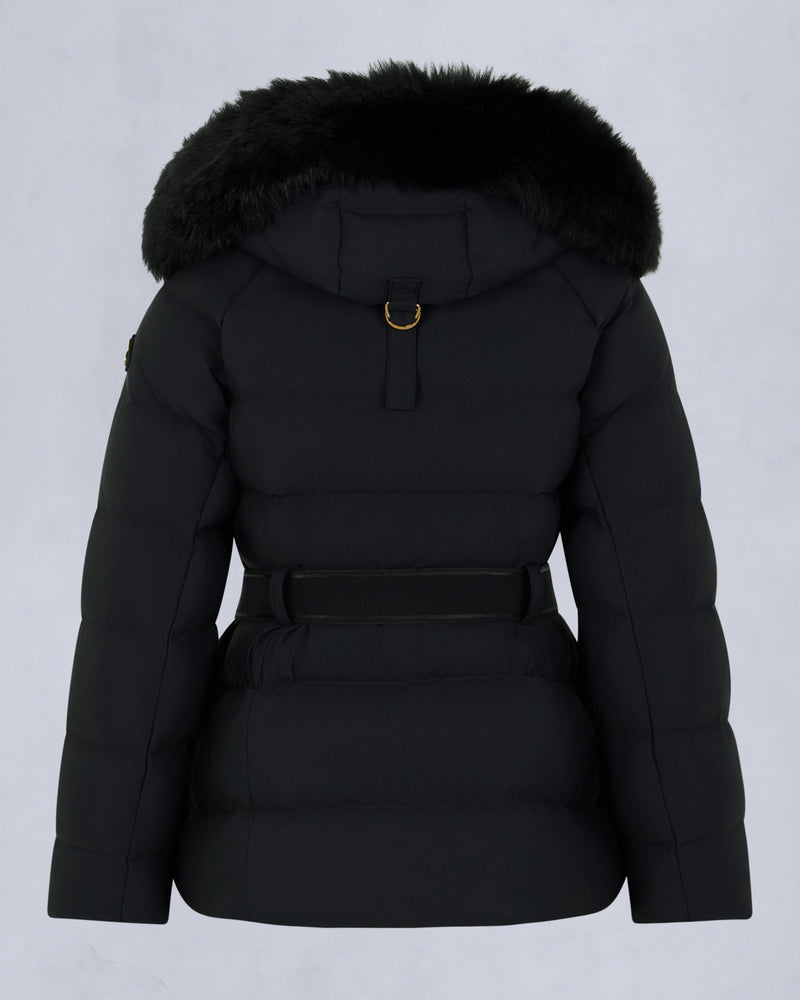 MOOSE KNUCKLES GOLD SERIES NYLUXE CAMBRIA SHEARLING TRIM JACKET