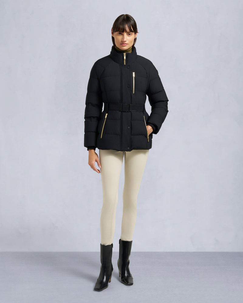MOOSE KNUCKLES GOLD SERIES NYLUXE CAMBRIA SHEARLING TRIM JACKET