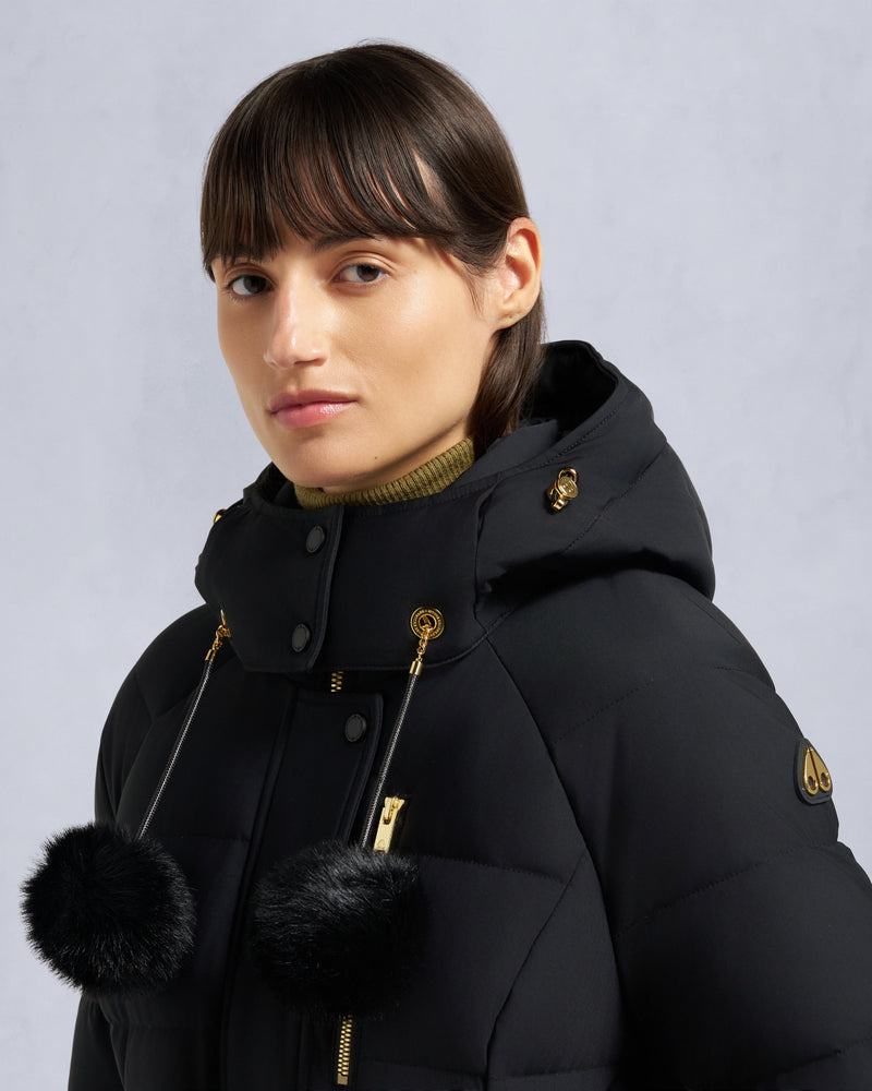 MOOSE KNUCKLES GOLD SERIES NYLUXE CAMBRIA SHEARLING TRIM JACKET