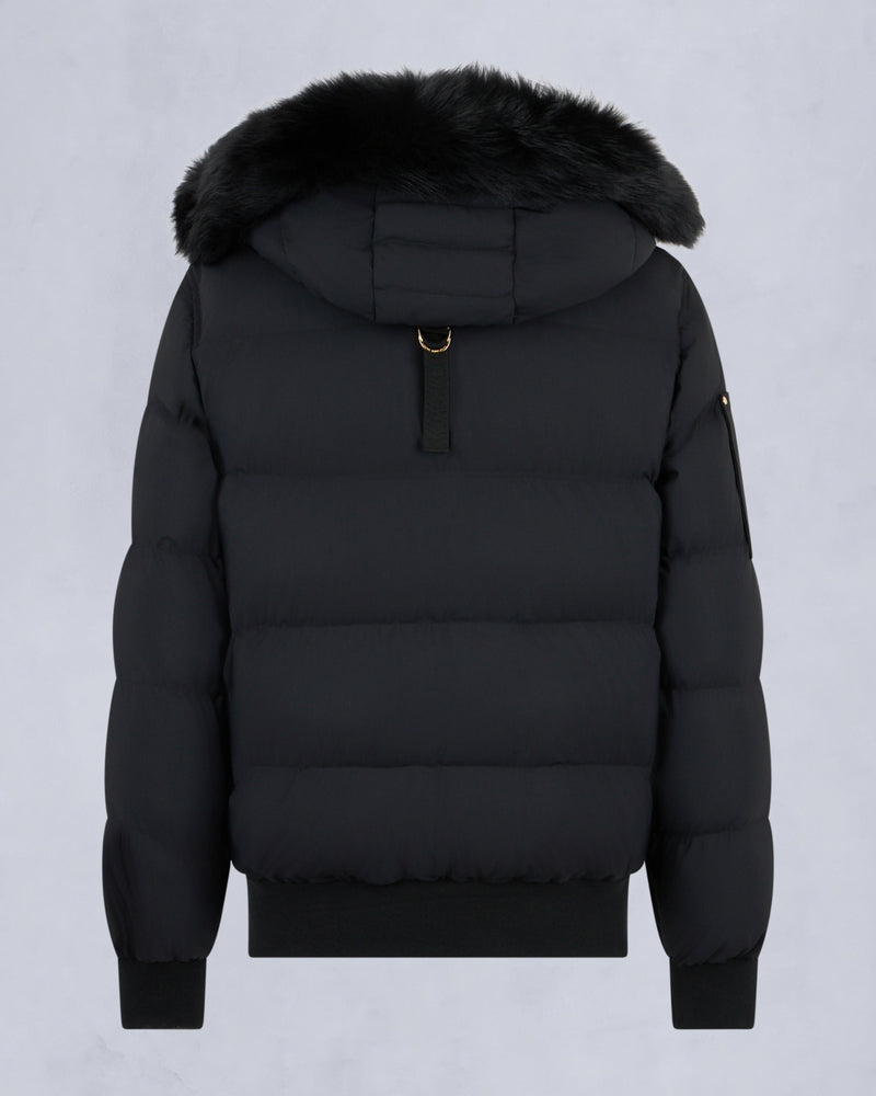 MOOSE KNUCKLES GOLD SERIES STAGG SHEARLING TRIM BOMBER JACKET