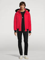 Moose knuckles Mens Little Rapids Fire Red Bomber with Black Shearling