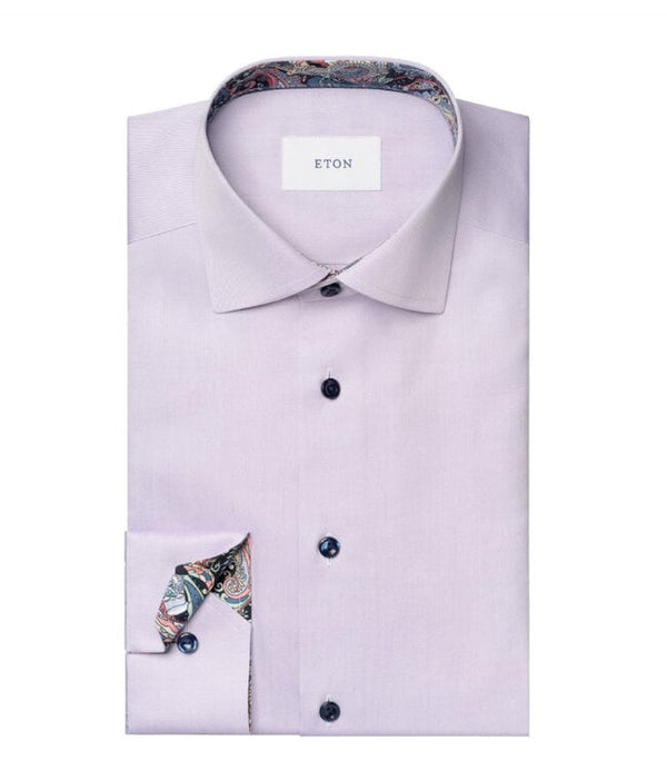 Eton Slim Fit Twill Paisley Trim Shirt