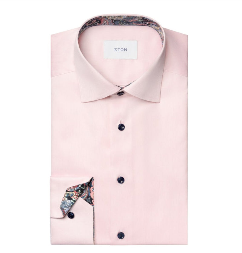 Eton Solid Signature Twill Paisley Effect Shirt