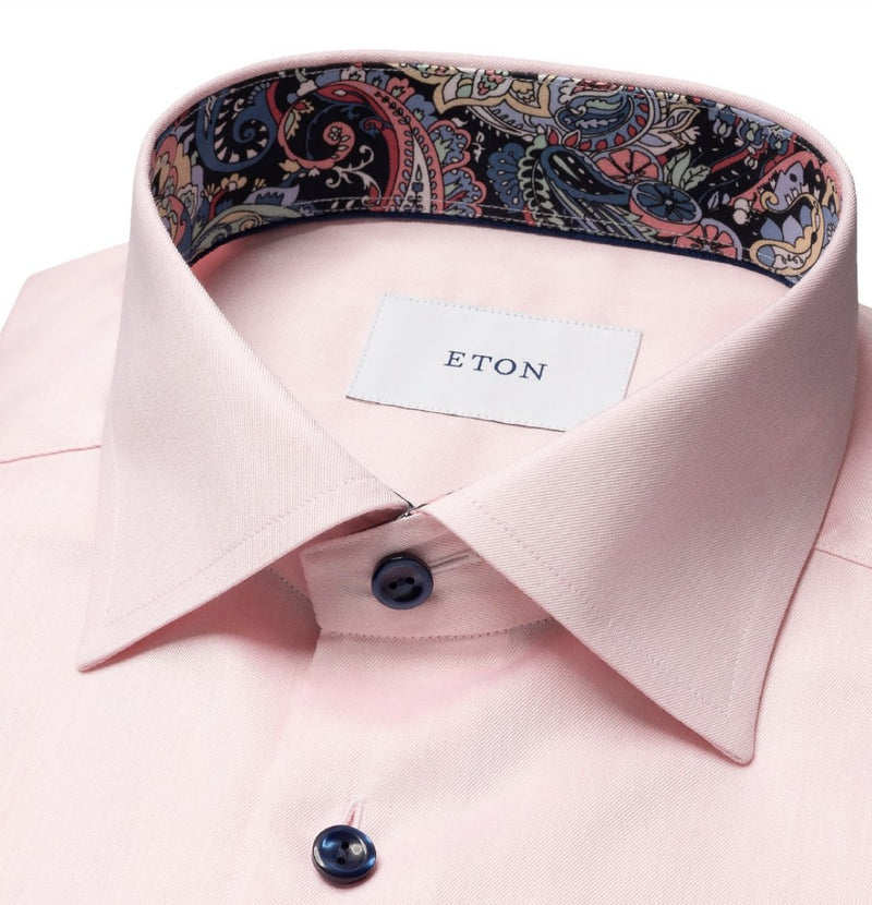 Eton Solid Signature Twill Paisley Effect Shirt