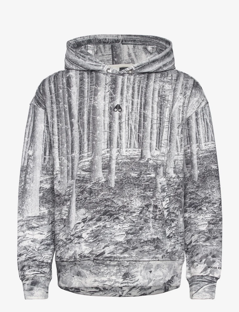 Moose Knuckles Mens Oak Hoodie in Forest Print