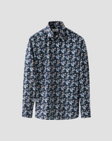 Eton Navy Floral Print Twill Shirt