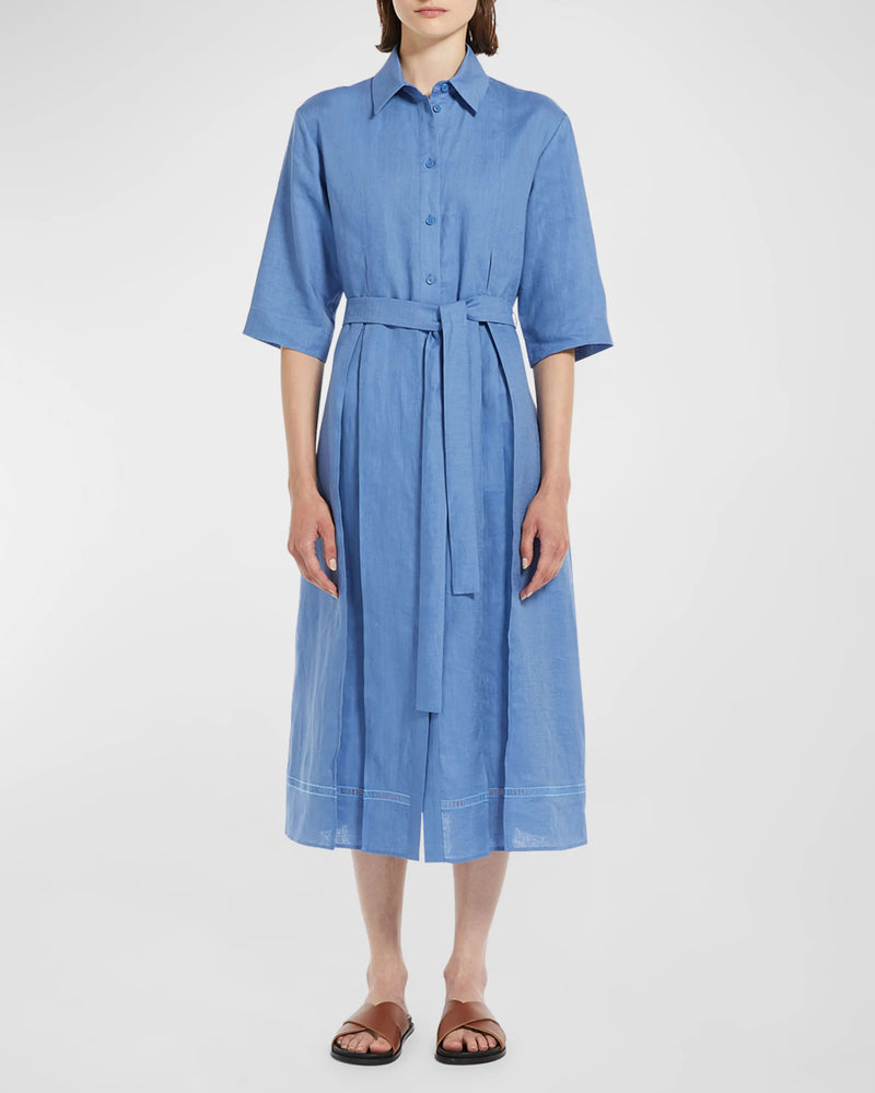 Max Mara Nocino Belted Linen Midi Shirt Dress Max Mara Nocino Belted Linen Midi Shirt Dress