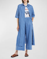 Max Mara Nocino Belted Linen Midi Shirt Dress