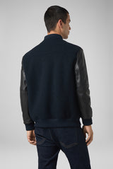 PAL ZILERI Varsity Solid Jacket in Pure Wool with Nappa Leather Sleeves