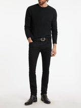 John Varvatos Jacquard Black Texture Long Sleeve Crew