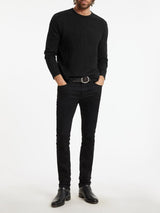 John Varvatos Jacquard Black Texture Long Sleeve Crew