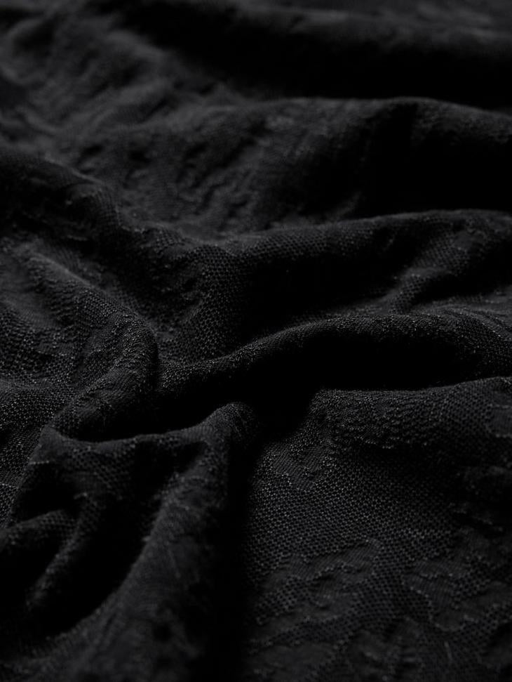 John Varvatos Jacquard Black Texture Long Sleeve Crew