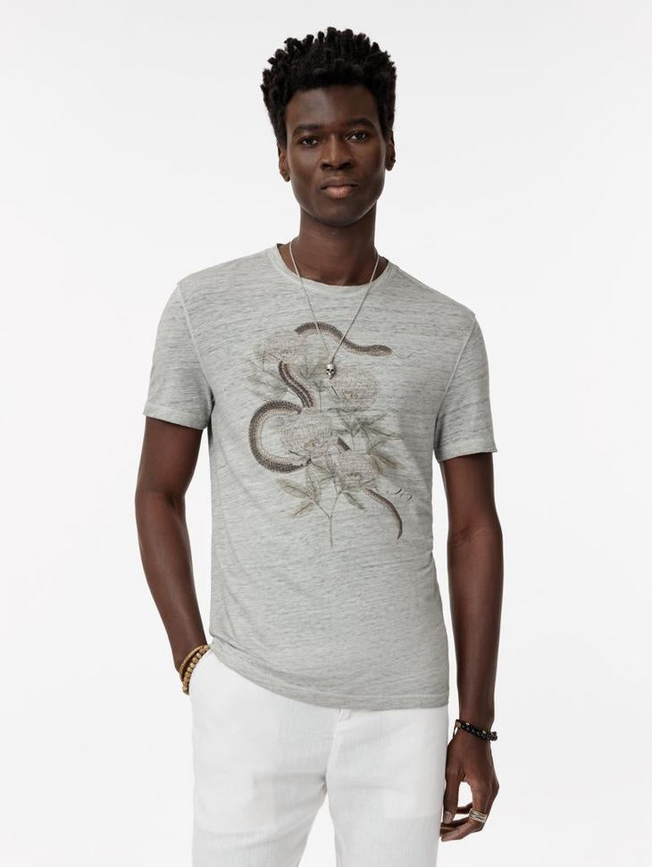 John Varvatos Snake Floral Tee