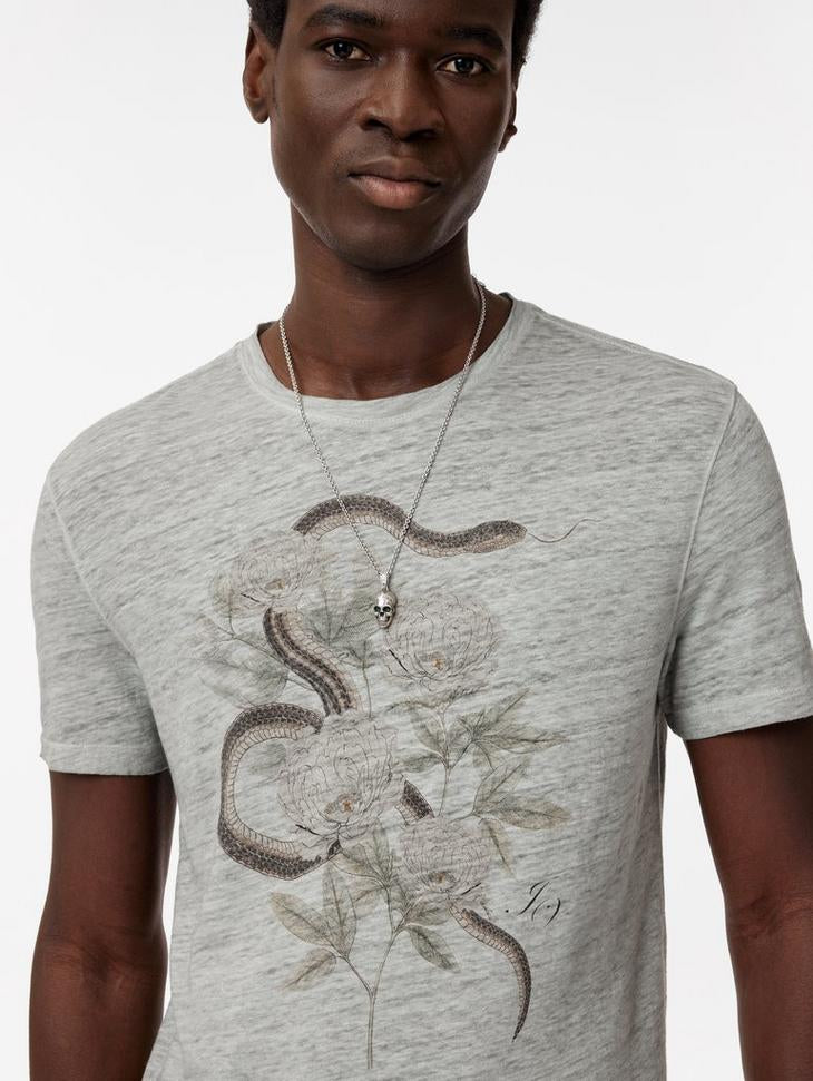 John Varvatos Snake Floral Tee