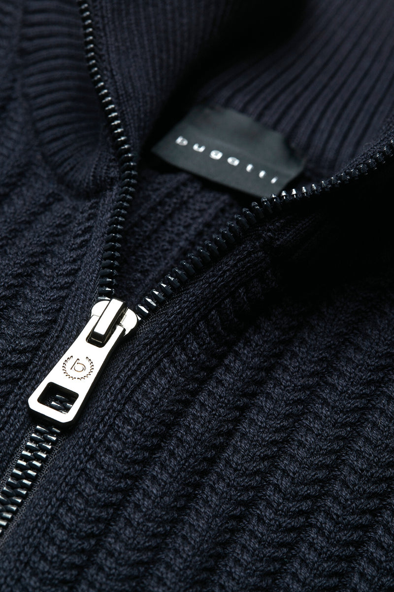 Bugatti Full Zip Navy Cardigan Sweater