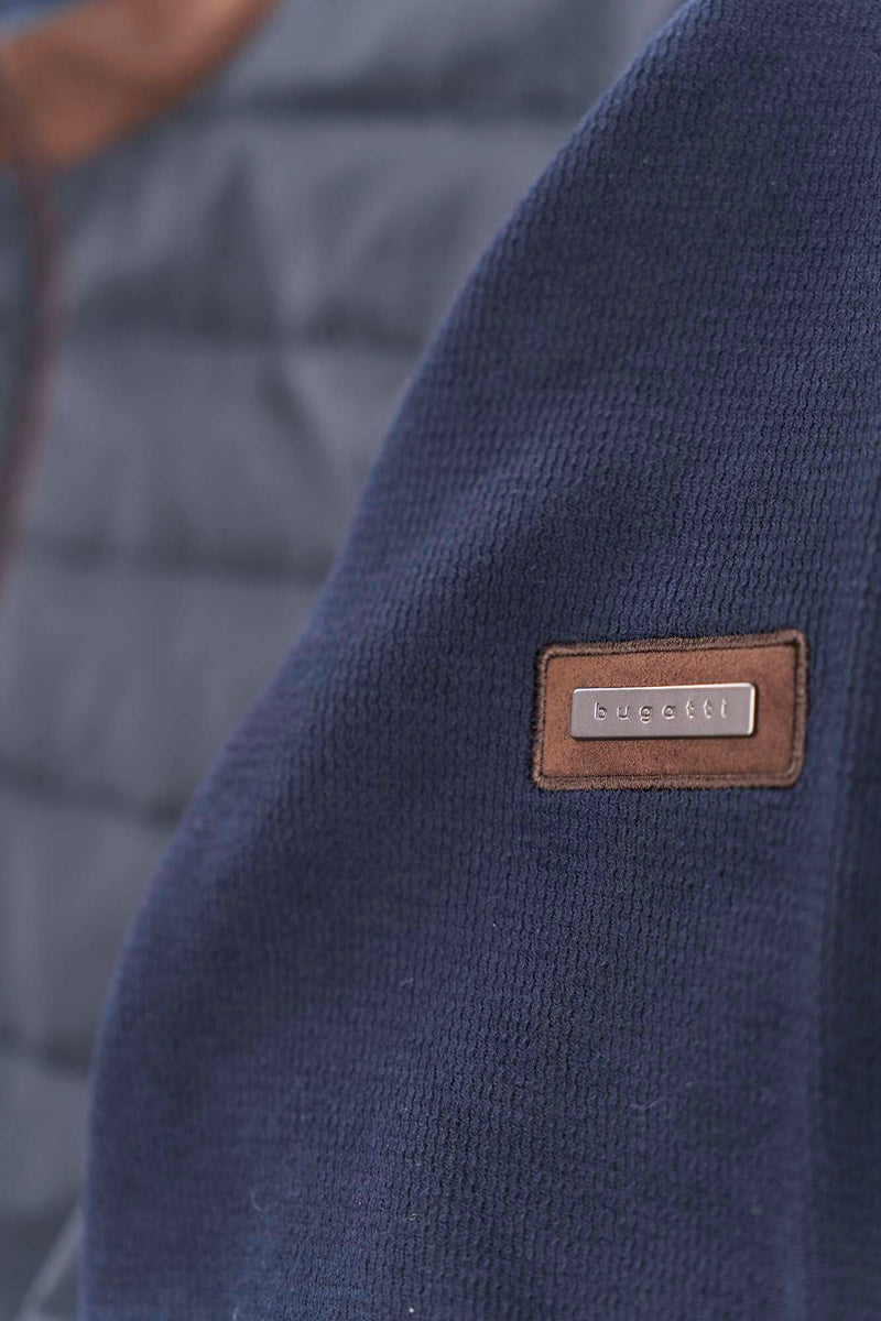 Bugatti Jacket with Blended Fabric in Navy