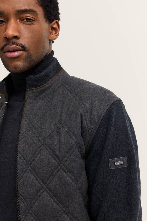 Bugatti Long Sleeve Full Zip Knit Jacket with Diamond Quilting