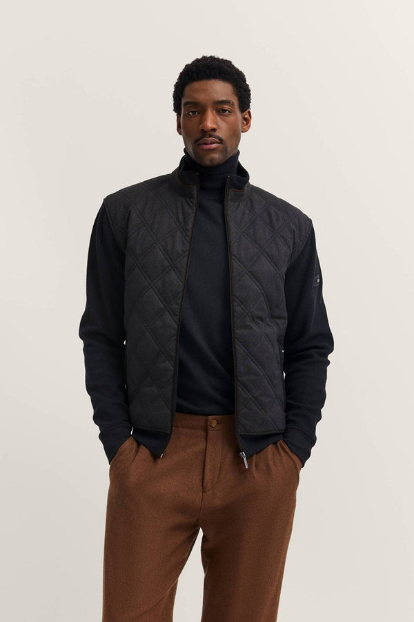 Bugatti Long Sleeve Full Zip Knit Jacket with Diamond Quilting