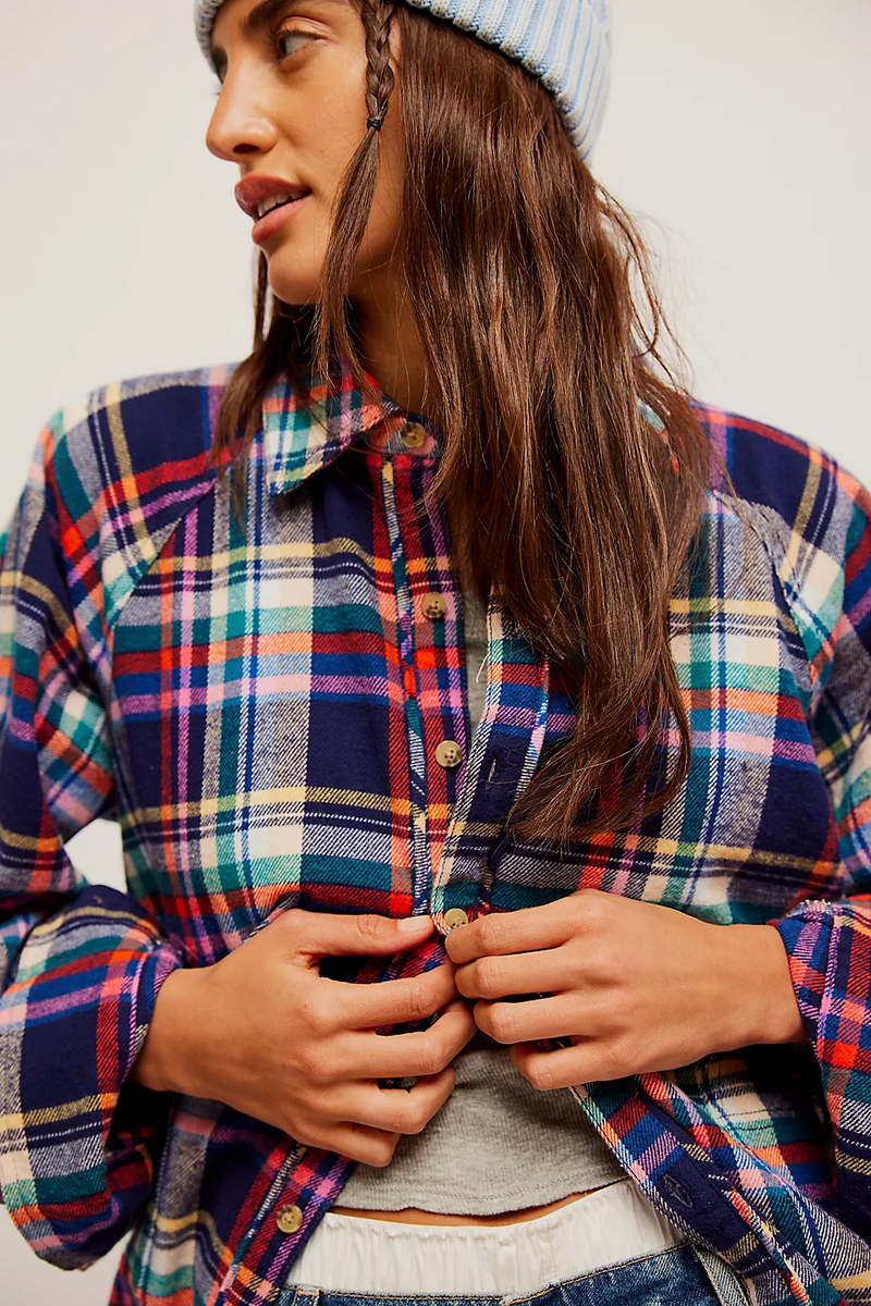 Free People Girl Meets Boy Plaid Shirt