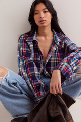 Free People Girl Meets Boy Plaid Shirt