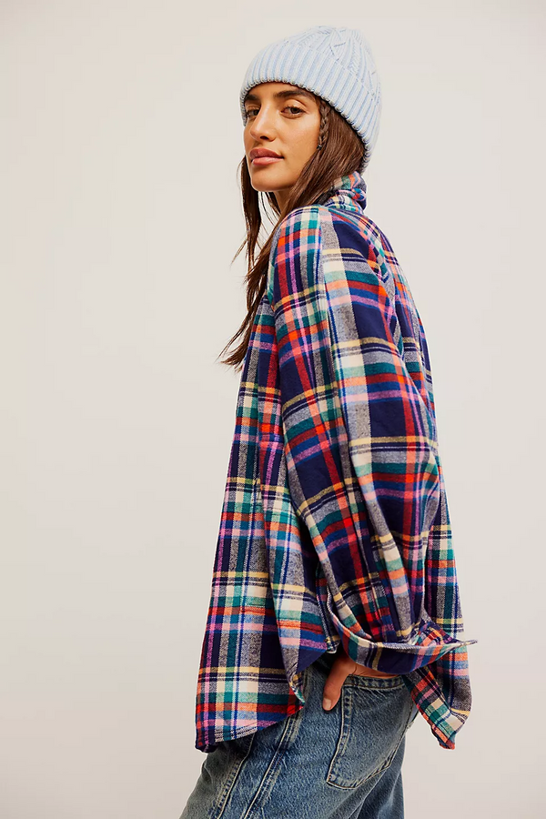 Free People Girl Meets Boy Plaid Shirt