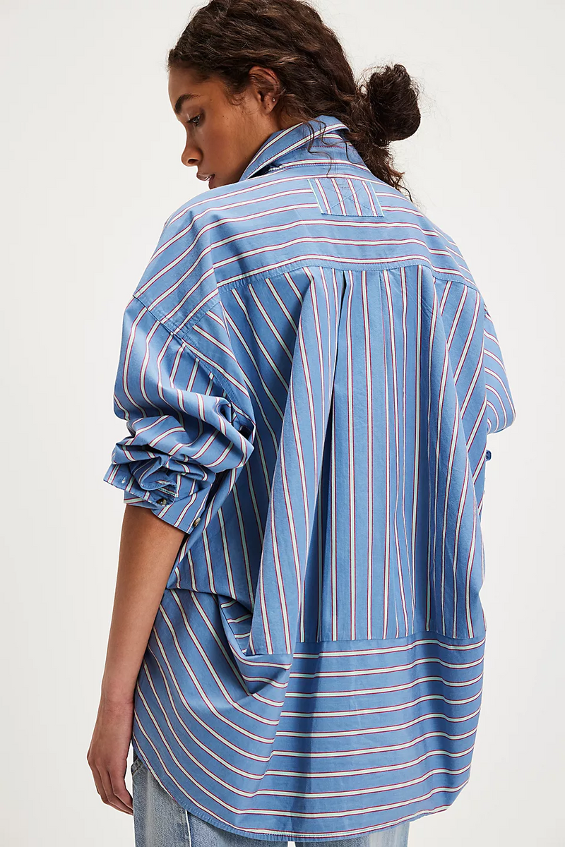 Free People Striped Varsity Vibes Shirt