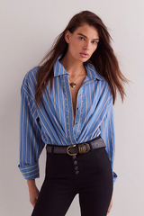 Free People Striped Varsity Vibes Shirt