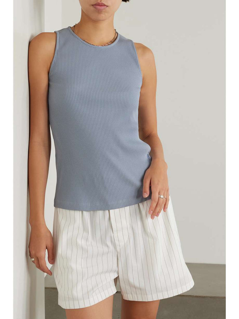 Max Mara Brusson Rib-knit jersey top in Blue