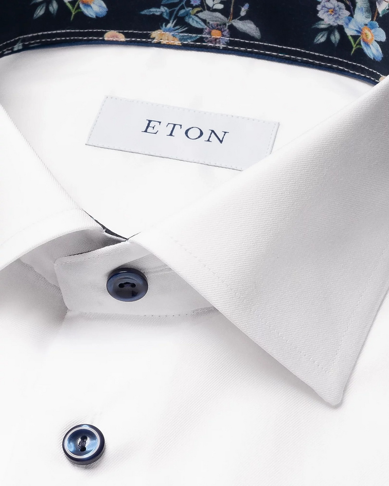 Eton Slim Fit Dress Shirt with Floral Pattern Detail