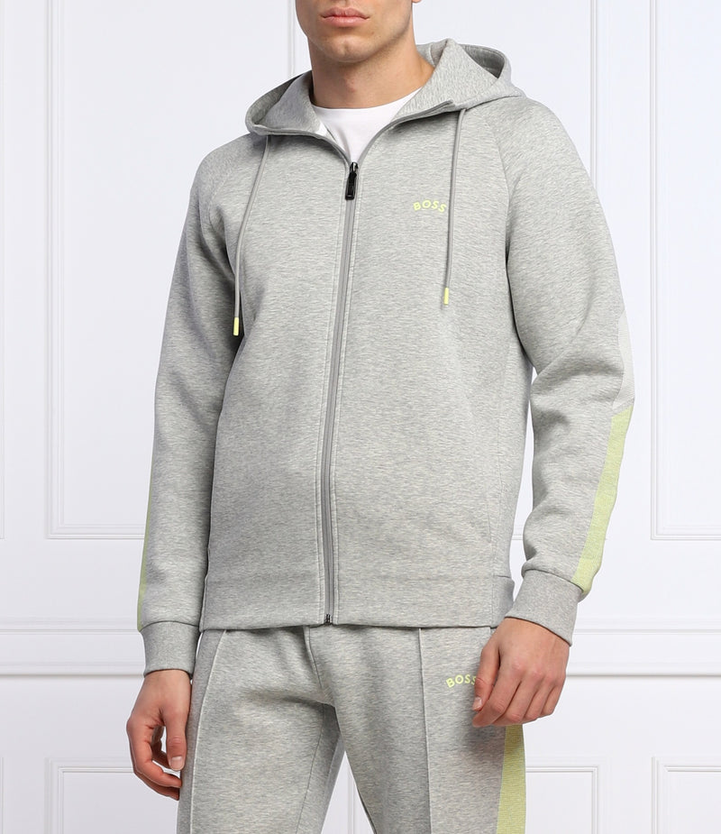 BOSS Saggy hooded sweatshirt with curved logo and regular fit