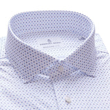 White 4Flex Shirt With Navy Micro Print